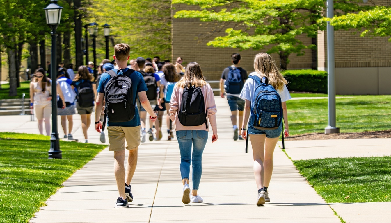 Campus with students walking-1